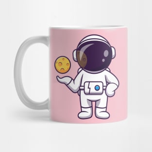 Cute Astronaut With Moon Cartoon Mug